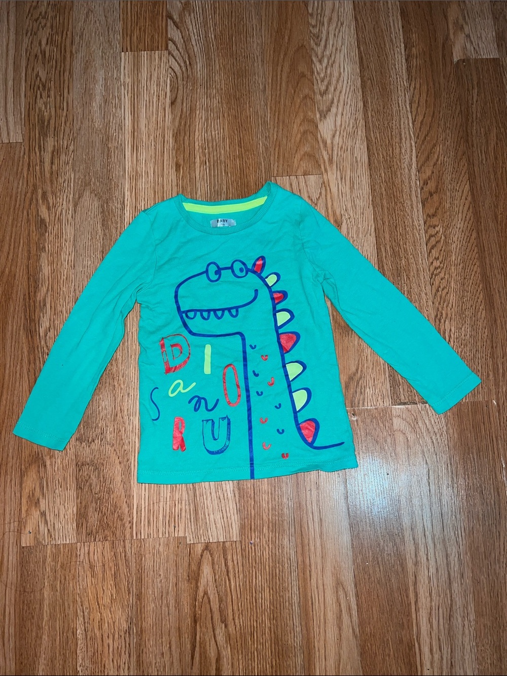 Toddler Teal/Greenish Dino Graphic Long-Sleeve Tee vintage.